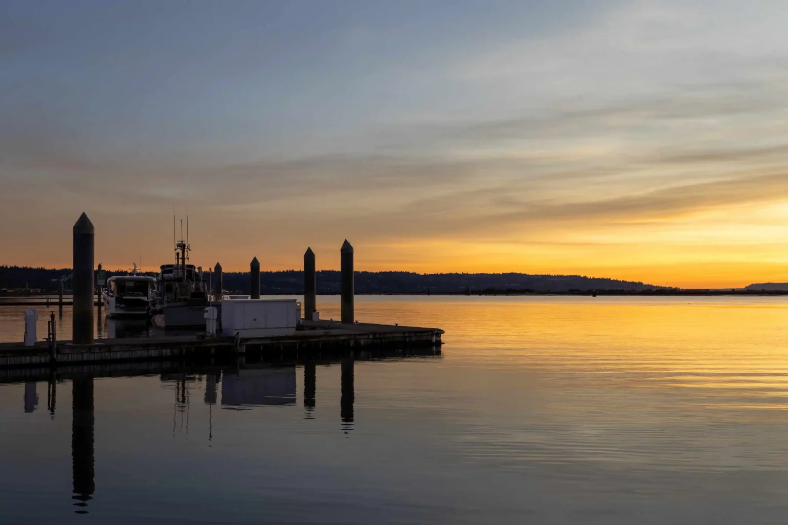 Everett Waterfront Marina Dock Sunset