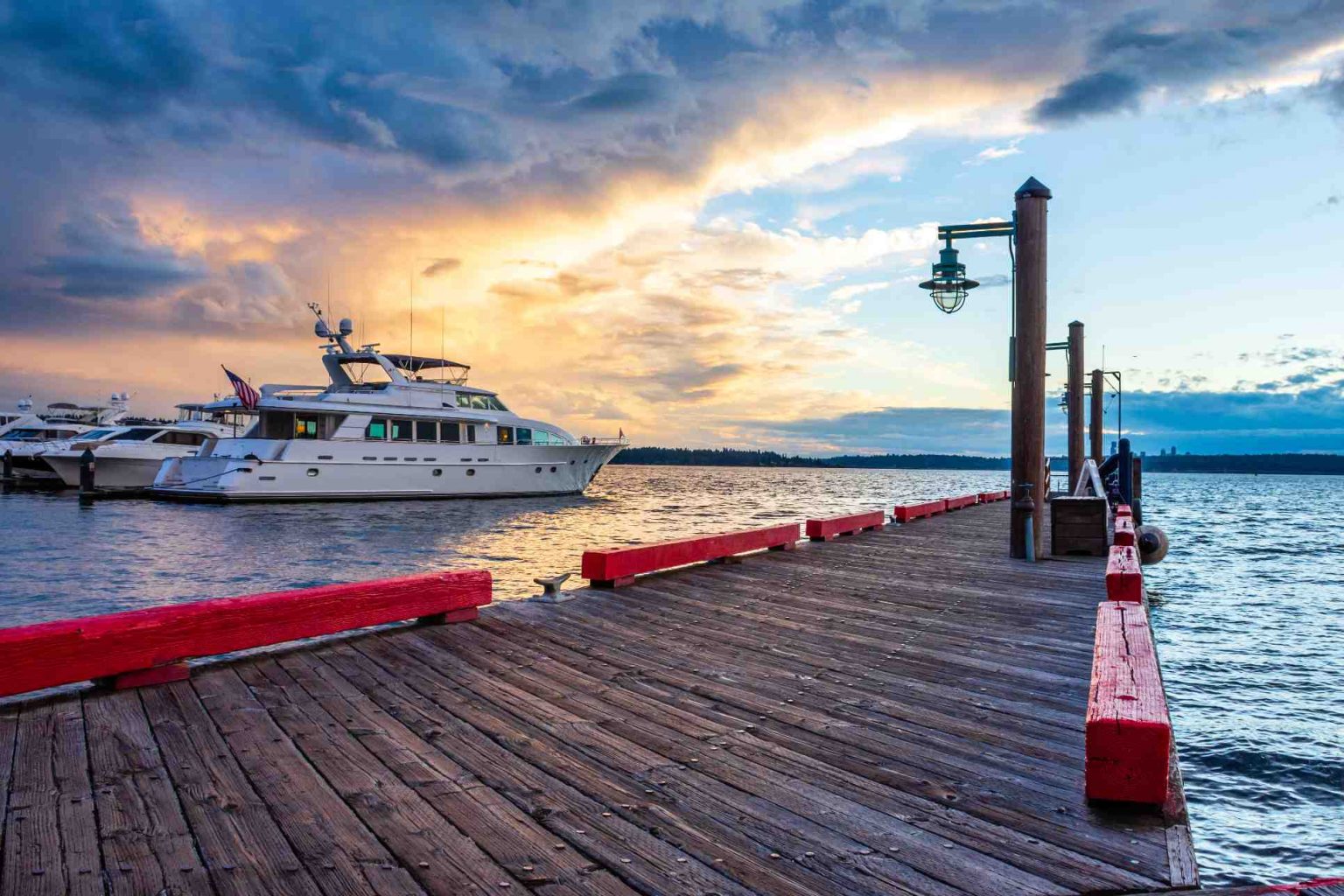 Kirkland Washington Waterfront at Sunset Evening View