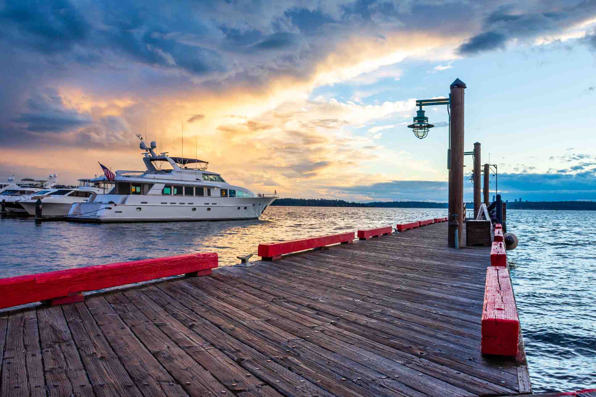 Kirkland Washington Waterfront at Sunset Evening View