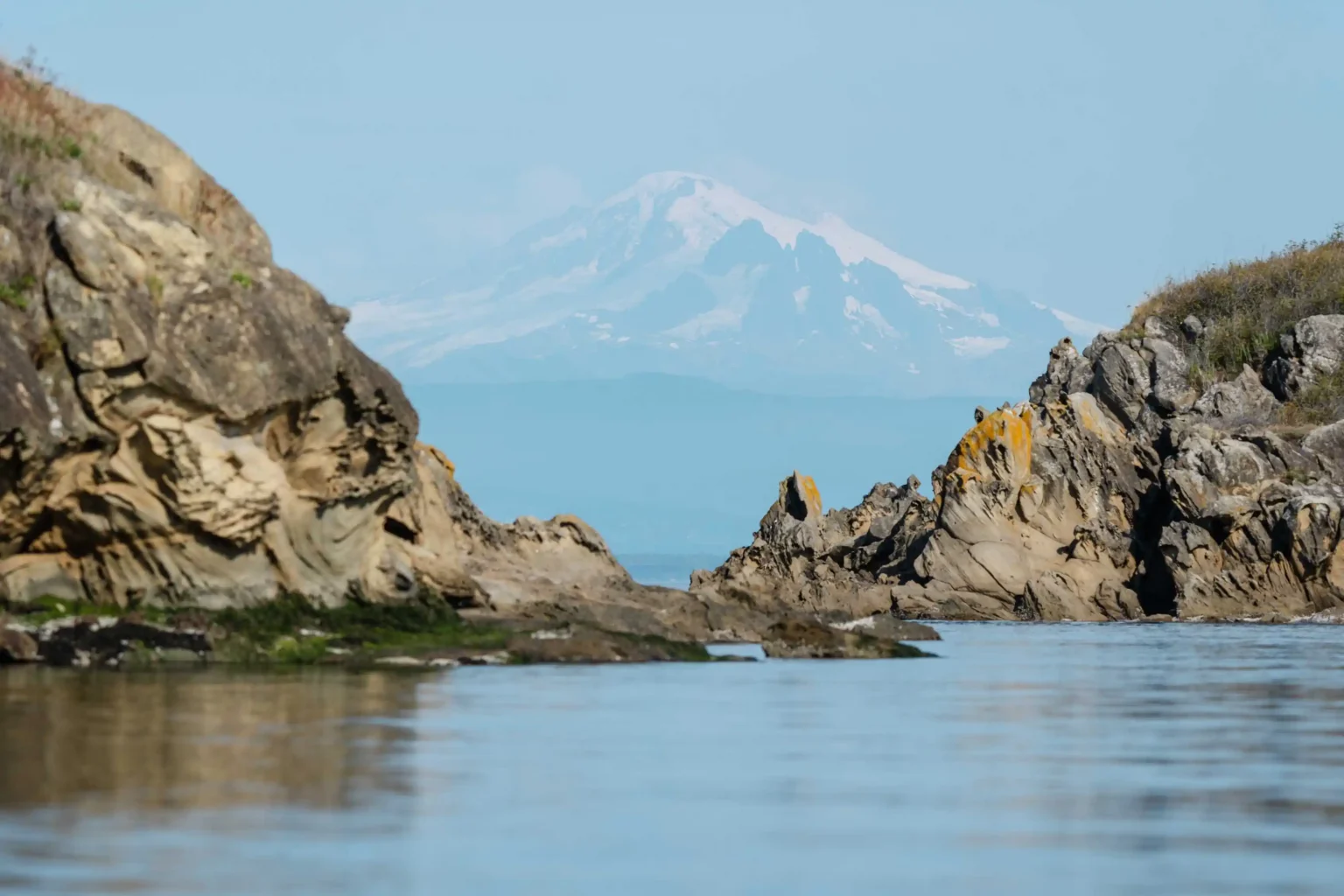 Mount Baker mountain view from Sucia Island in the San Juan Islands
